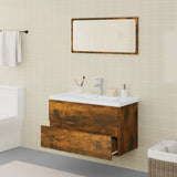 Bathroom Furniture Set Smoked Oak Engineered Wood 3120348