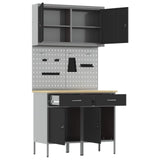 Work Cabinet with Drawer 5 pcs Black Engineered Wood and Steel 3321416