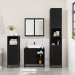 ZNTS 3 Piece Bathroom Furniture Set Black Engineered Wood 3301025