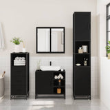 ZNTS 3 Piece Bathroom Furniture Set Black Engineered Wood 3301025