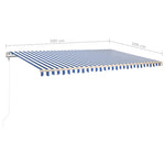 ZNTS Manual Retractable Awning with LED 5x3 m Blue and White 3069981