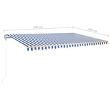 ZNTS Manual Retractable Awning with LED 5x3 m Blue and White 3069981