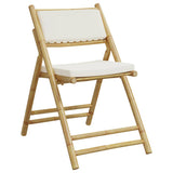 3 Piece Folding Bistro set with Cream White Cushions Bamboo 3208933