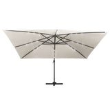 Cantilever Garden Parasol with LED Lights and Aluminium Pole 400x300 cm Sand 47004