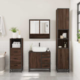 3 Piece Bathroom Furniture Set Brown Oak Engineered Wood 3301109