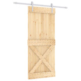 Sliding Door Natural and White 90 x 210 cm Solid Pine Wood 3444944