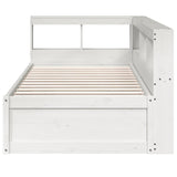 ZNTS Bookcase Bed without Mattress White 90x190cm Solid Wood Pine 3324482