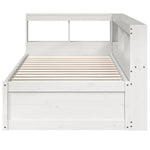 ZNTS Bookcase Bed without Mattress White 75x190cm Solid Wood Pine 3324485