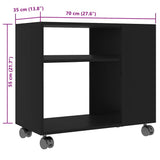 Side Table Black 70x35x55 cm Engineered Wood 802121
