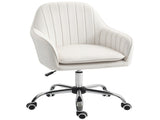 Velvet-Feel Office Chair with Adjustable Height and Wheels - Cream White T3398P424983