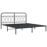 Metal Bed Frame without Mattress with Footboard Black 193x203cm 377141