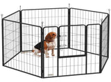 6 Panels Dog Playpen, Portable Detachable Puppy Pen with Door, for Large Dogs, 100cm High, Grey T3398P376285
