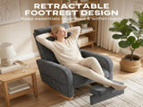 Upholstered Rocking Chair Retractable Footrest Rocker Chair High Back for Living Room Grey T3398P548051