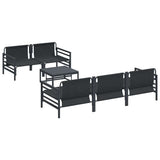 Garden Sofa Set with Cushion 6 pcs Black Steel 3378955