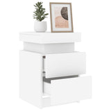 Bedside Cabinets with LED Lights 2 pcs White 35x39x55 cm 836750