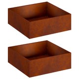 Garden Planter 2 pcs Rusty 60 x 60 x 20 cm Weathering Steel 8005007