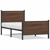 Metal Bed Frame without Mattress Brown Oak 107x203 cm 4007779