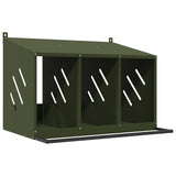 ZNTS Chicken Nesting Box with 3 Compartments Olive Green Metal 864345