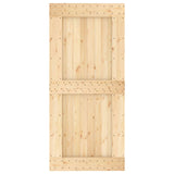 Sliding Door Natural and Black 95 x 210 cm Solid Pine Wood 3445162