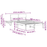 Bed Frame with Headboard White 140 x 200 cm Solid Pine Wood 873446