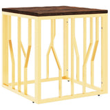 Coffee Table Gold Stainless Steel and Solid Wood Reclaimed 350046