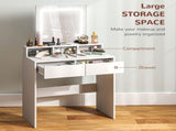 Storage Dressing Table, with LED Light Mirror - White T3398P343016