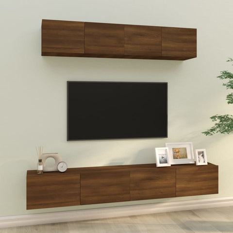 ZNTS 4 Piece TV Cabinet Set Brown Oak Engineered Wood 3114541