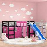 Kids' Loft Bed with Curtains without Mattress Pink 80x200 cm 3207017