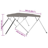 4-bow Bimini Top Grey 243x210x137 cm 94808