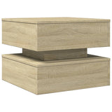 Coffee Table with LED Lights Sonoma Oak 50x50x40 cm 839856
