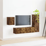TV Cabinet Set Wall-mounted 4 pcs Smoked Oak Engineered Wood 3409002