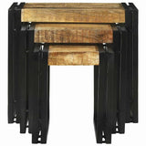 Nesting Table 3 pcs Brown and Black Solid Mango Wood and Metal 4104727