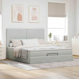Ottoman Bed with Mattresses Light Grey 180x200cm Velvet 3313415