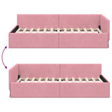Corner Bed Frame with Headboard Pink 90 cm x 190 cm Velvet 42016074
