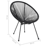 Moon Chair Set of 2 Black Round PVC Rattan Garden Chair Round 312164