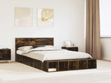 Bed Frame with Shelf Smoked Oak 120 x 190 cm Engineered Wood 3408386