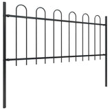Garden Fence with Hoop Top Steel 892.5x80 cm Black 277651