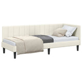 Corner Bed Frame with Headboard Cream 80 x 200 cm Velvet 42016335