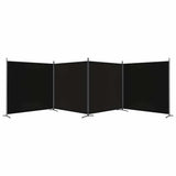 4-Panel Room Divider Black 698x180 cm Fabric 350285