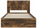 Bed Frame with Storage and Headboard Smoked Oak 100 x 200 cm 3414145
