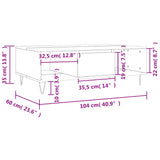 Coffee Table Sonoma Oak 104x60x35 cm Engineered Wood 827087