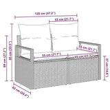 Garden Sofa Grey 120 x 62 x 69cm Poly Rattan 42006754