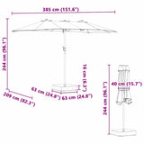 Garden Parasol Sand 385 x 209 x 244 cm Polyester and Steel 42003275