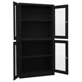 Office Cabinet Black 90x40x180 cm Steel and Tempered Glass 335940