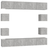 8 Piece TV Cabinet Set Concrete Grey Engineered Wood 3079069