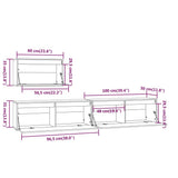 TV Cabinets 3 pcs White Solid Wood Pine 3100275