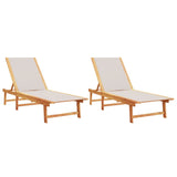 ZNTS Sun Loungers 2 pcs Grey Solid Wood Acacia and Textilene 3279249