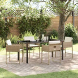 Garden Dining Set with Cushion 5 pcs Beige Poly Rattan 3380022