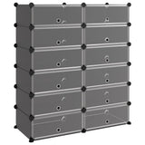 Shoe Rack Black Polypropylene, Steel Large Modular Shoe Rack 340563