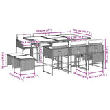 11 Piece Garden Dining Set with Cushions Grey Poly Rattan 3211328